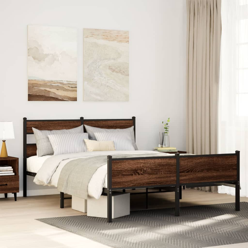 JUNG Vida Bettgestell ohne Matratze Braun Eiche 137x190 cm Holzwerkstoff