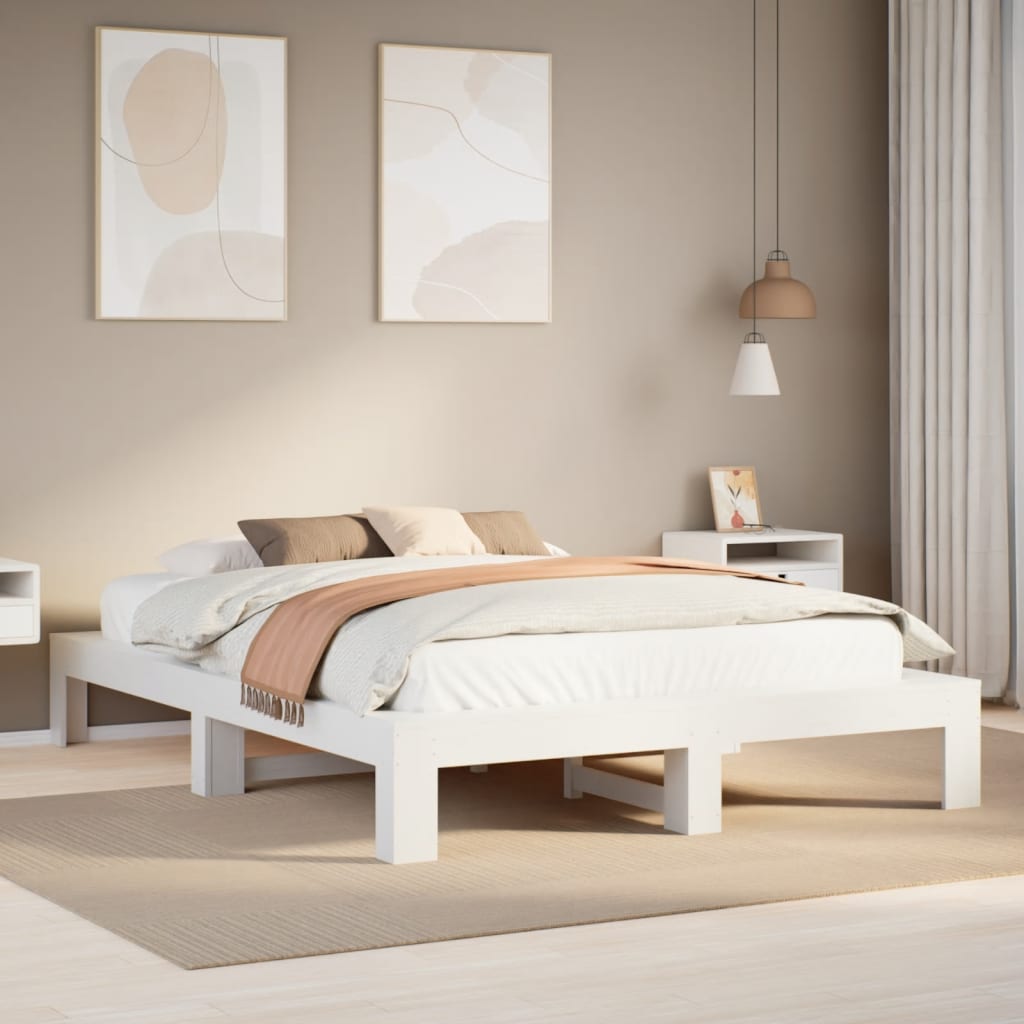 JUNG Vida Massivholzbett ohne Matratze Weiß 160x200 Kiefernholz