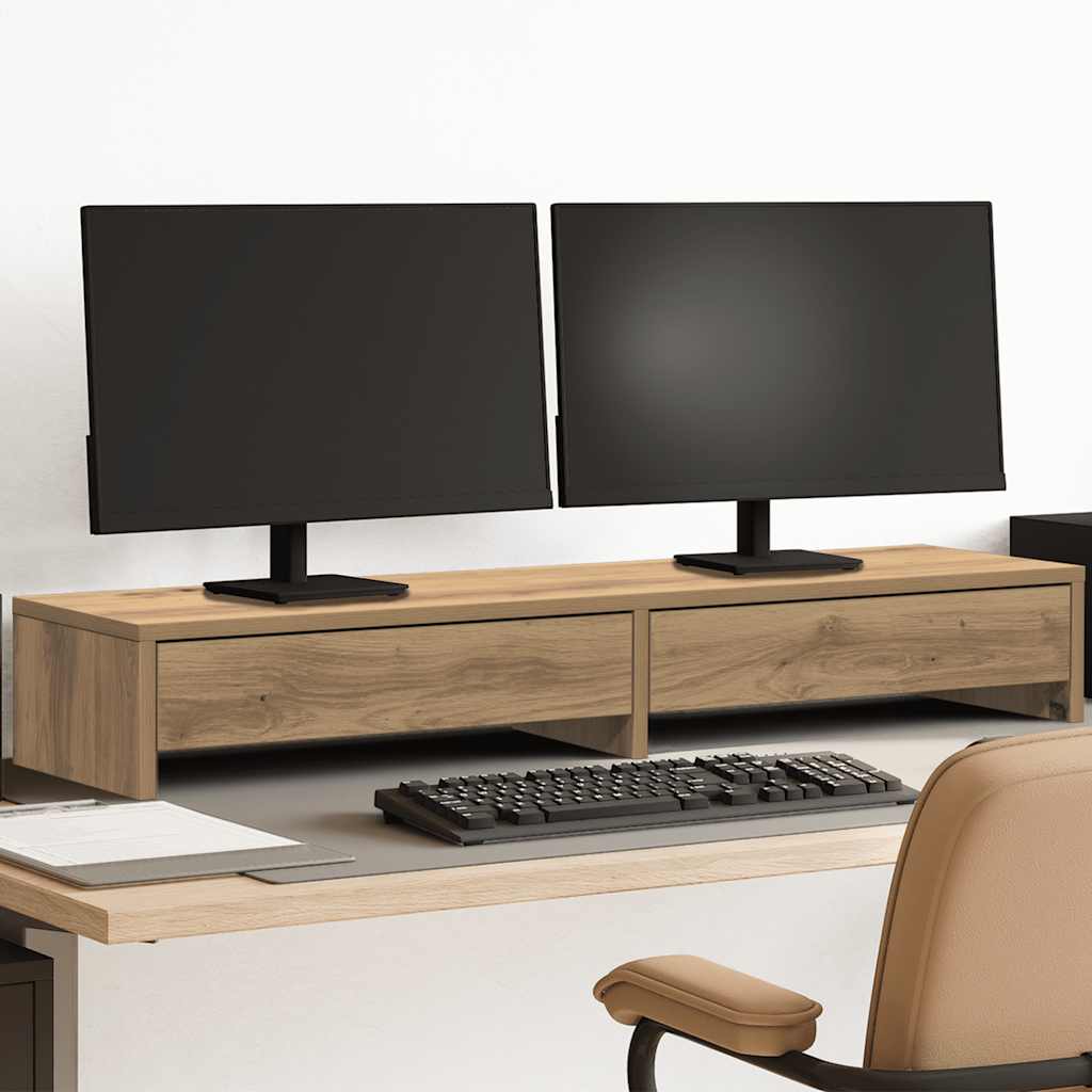 JUNG Vida Monitorständer mit Schubladen Artisan-Eiche 100x27x15 cm