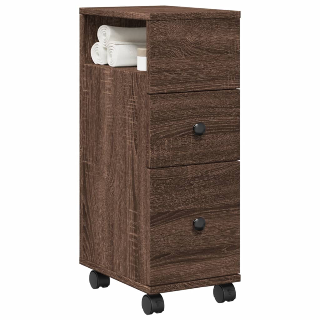 JUNG Vida Badschrank Schmal mit Rollen Eichen-Optik Holzwerkstoff