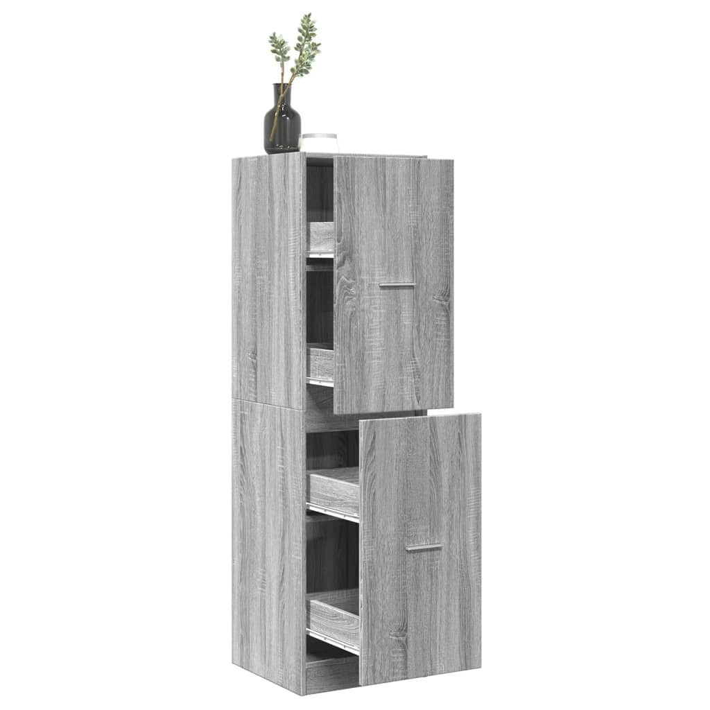 JUNG Vida Apothekerschrank Grau Sonoma 40x41x144,5 cm Holzwerkstoff