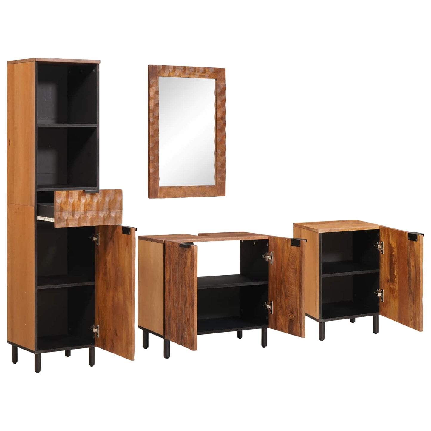 JUNG Vida Badezimmer Sets 4 pcs Akazie Braun Winish Massivholz Mango