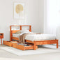 JUNG Vida Massivholzbett mit Regal ohne Matratze Wachsbraun 90x190 cm
