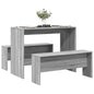 JUNG Vida 3-tlg. Esstisch und Bank Set Grau Sonoma Holzwerkstoff