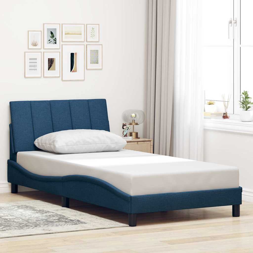 JUNG Vida Bettgestell ohne Matratze "Hanko" Blau 100x200 cm Stoff