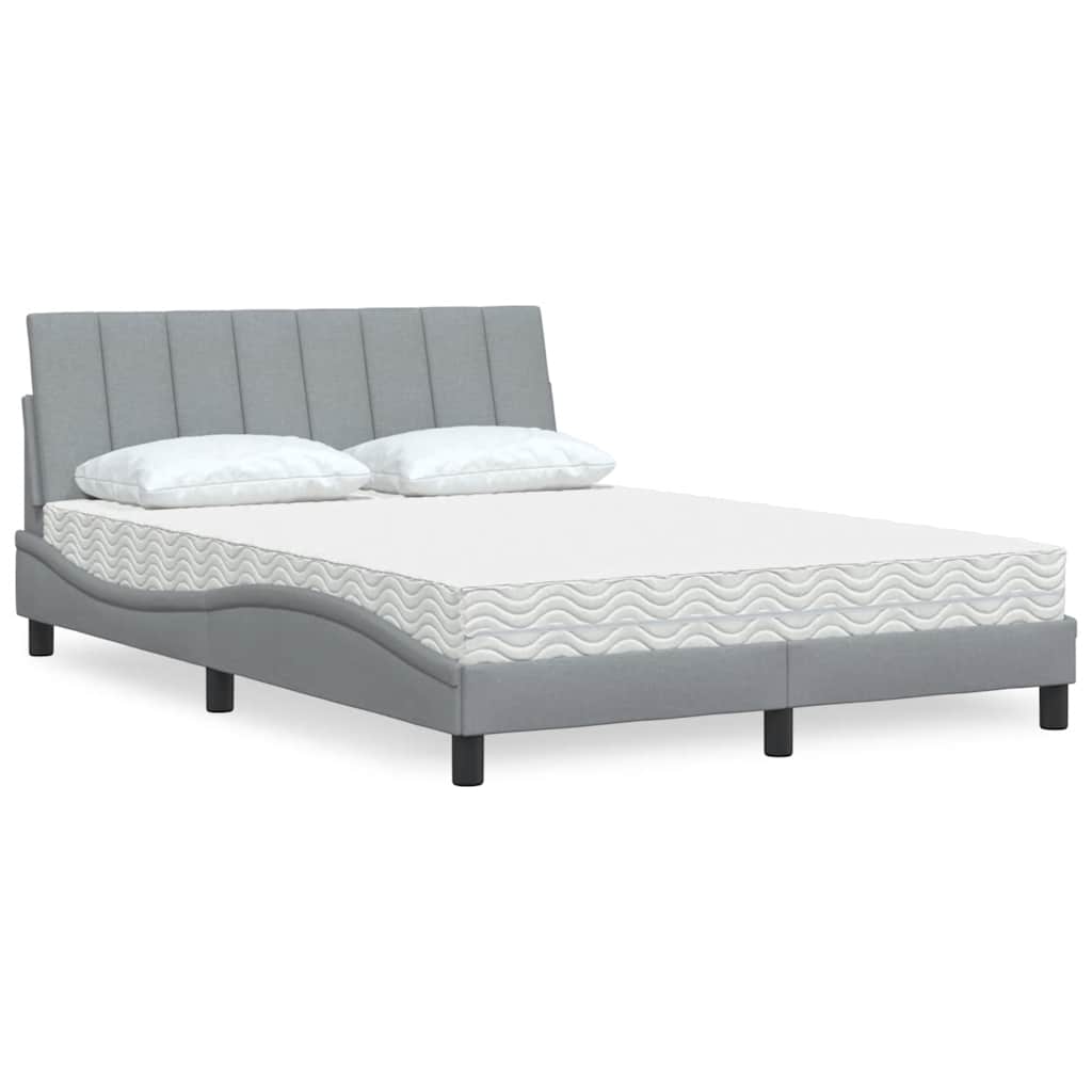 JUNG Vida Bett mit Matratze "Hanko" Hellgrau 120x200 cm Stoff