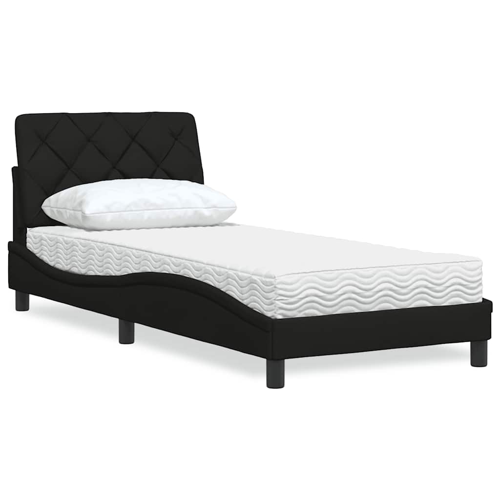 JUNG Vida Bett mit Matratze Schwarz 90x200 cm Stoff