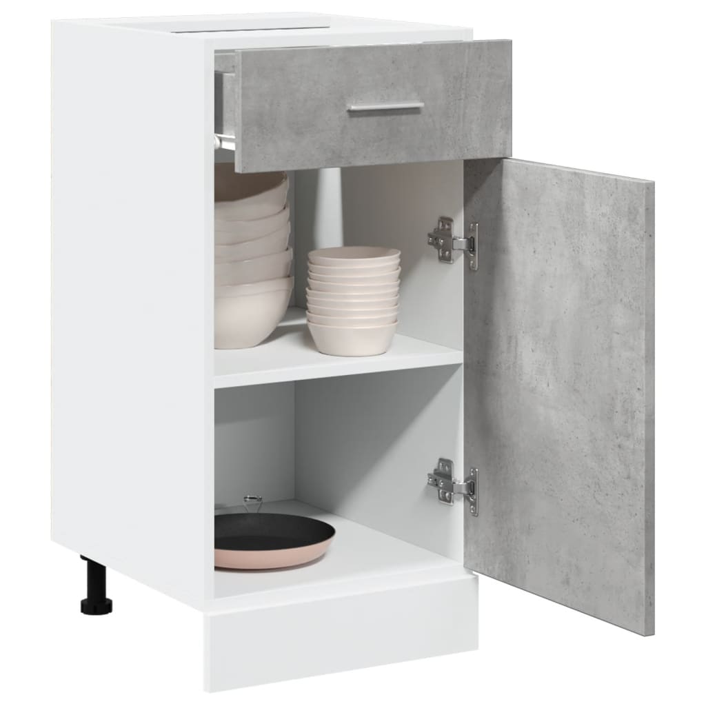 JUNG Vida Schubunterschrank Lyon Betongrau 40x46x81,5 cm Holzwerkstoff