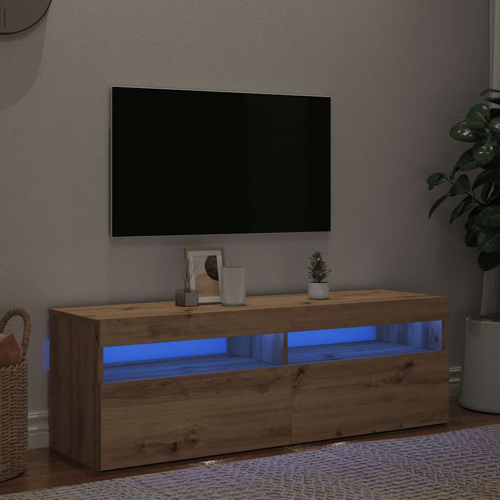 JUNG Vida TV-Schrank mit LED Artisan-Eiche 120x35x40 cm Holzwerkstoff