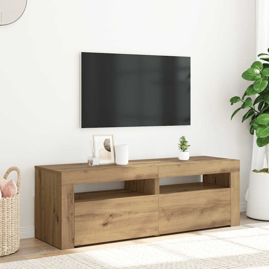JUNG Vida TV-Schrank mit LED Artisan-Eiche 120x35x40 cm Holzwerkstoff