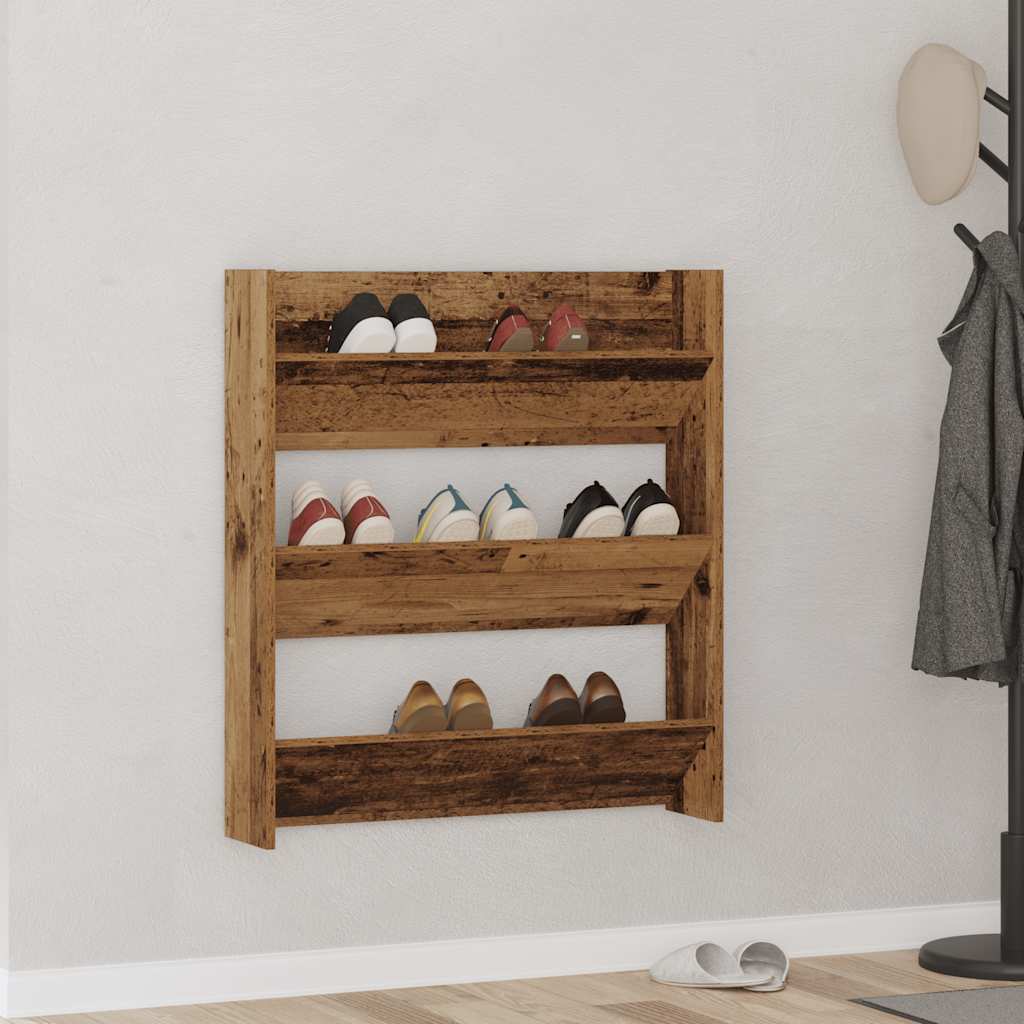 JUNG Vida Schuhregal Wandmontage Altholz-Optik 80x18x90 cm Holzwerkstoff