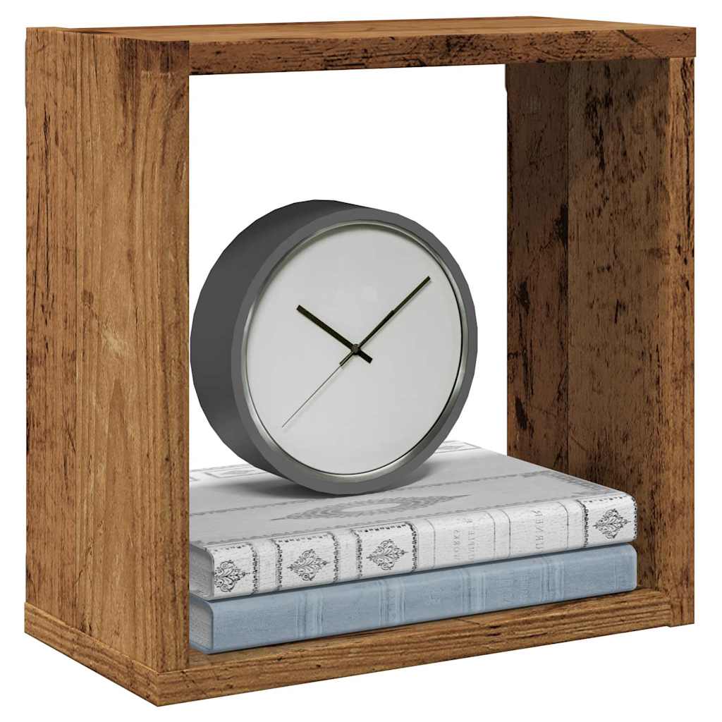 JUNG Vida Würfel-Wandregale 2 Stk. Altholz-Optik 30x15x30 Holzwerkstoff