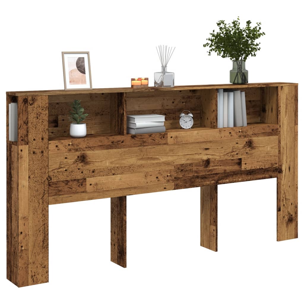 JUNG Vida Bett-Kopfteil mit Ablagen Altholz-Optik 200x18,5x102,5 cm