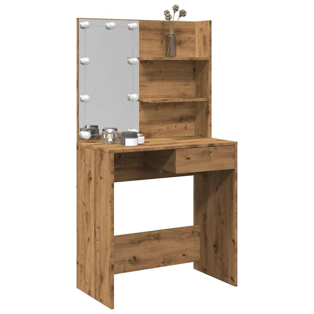 JUNG Vida Schminktisch mit LED-Leuchten Artisan-Eiche 74,5x40x141 cm