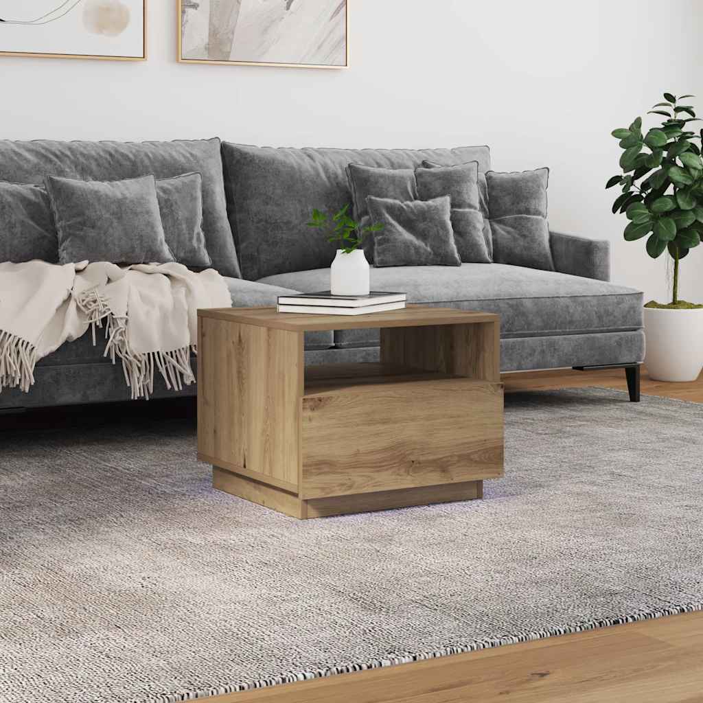 JUNG Vida Couchtisch mit LED-Leuchten Artisan-Eiche 50x49x40 cm