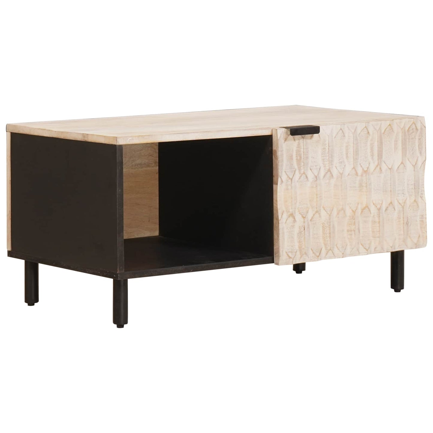 JUNG Vida Couchtisch Weiß 80 x 50 x 40 cm Massivholz Mango