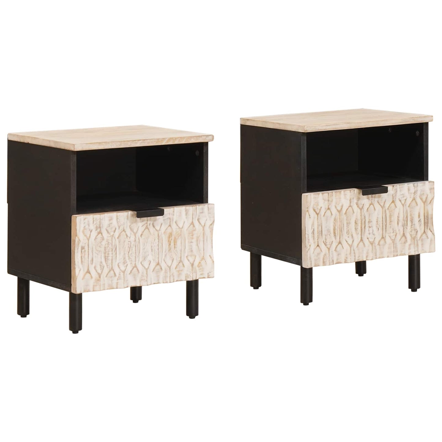 JUNG Vida Nachttisch 2 pcs Weiß 40 x 33 x 46 cm Massivholz Mango