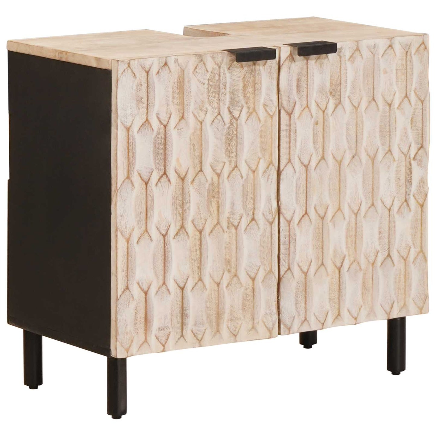 JUNG Vida Waschbeckenschrank Weiß 62 x 33 x 58 cm Massivholz Mango