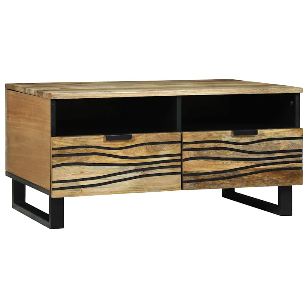 JUNG Vida Couchtisch Braun und Schwarz 80 x 54 x 40 cm Massivholz Akazie