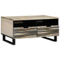 JUNG Vida Couchtisch Beige und Schwarz 80 x 54 x 40 cm Massivholz Akazie