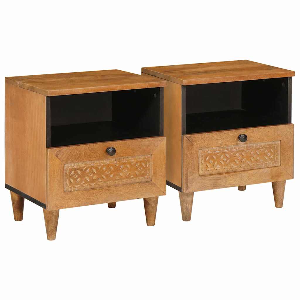 JUNG Vida Nachttisch 2 pcs Hellbraun 40 x 33 x 46 cm Massivholz Akazie