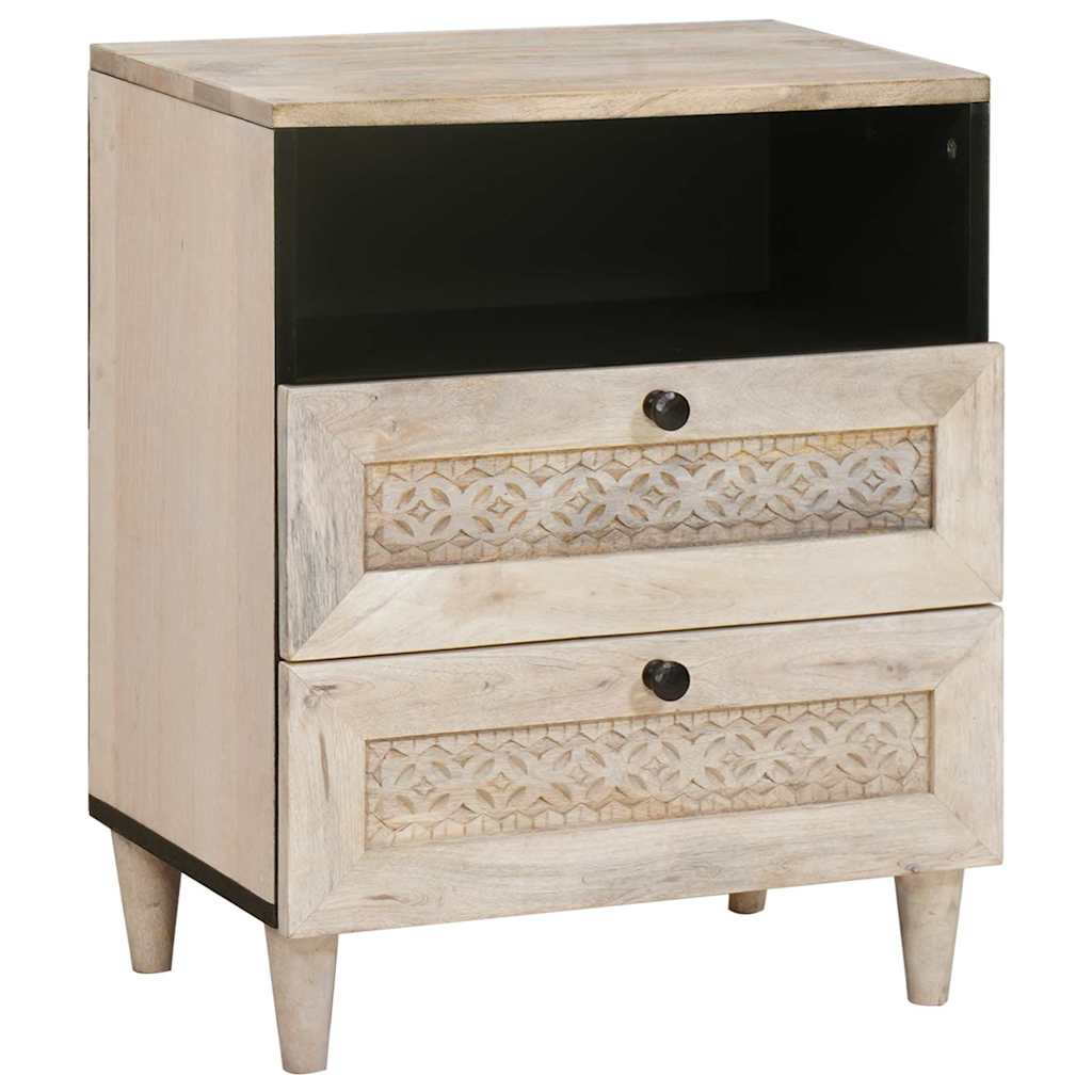 JUNG Vida Nachttisch mit Regal Beige 50 x 33 x 62 cm Massivholz Akazie