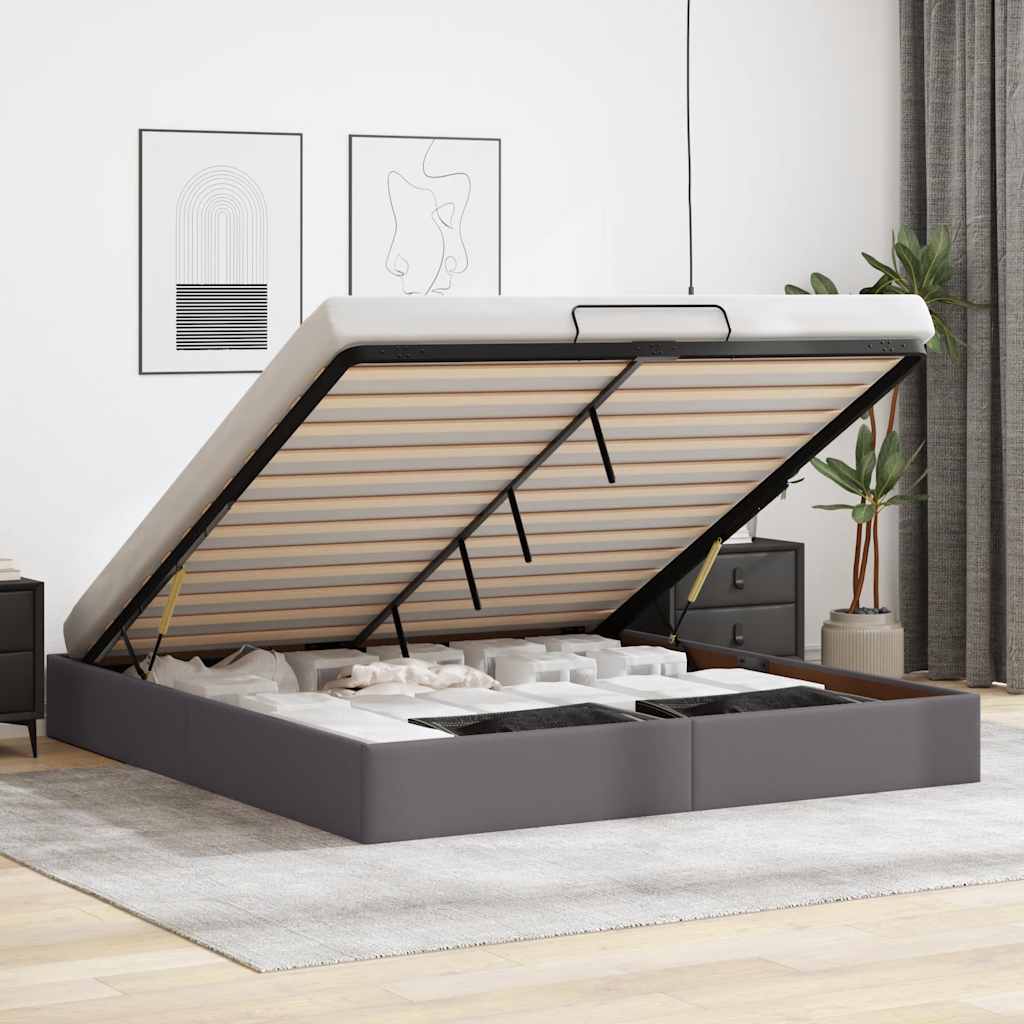 JUNG Vida Ottoman-Bett ohne Matratze Grau 180x200 cm Kunstleder