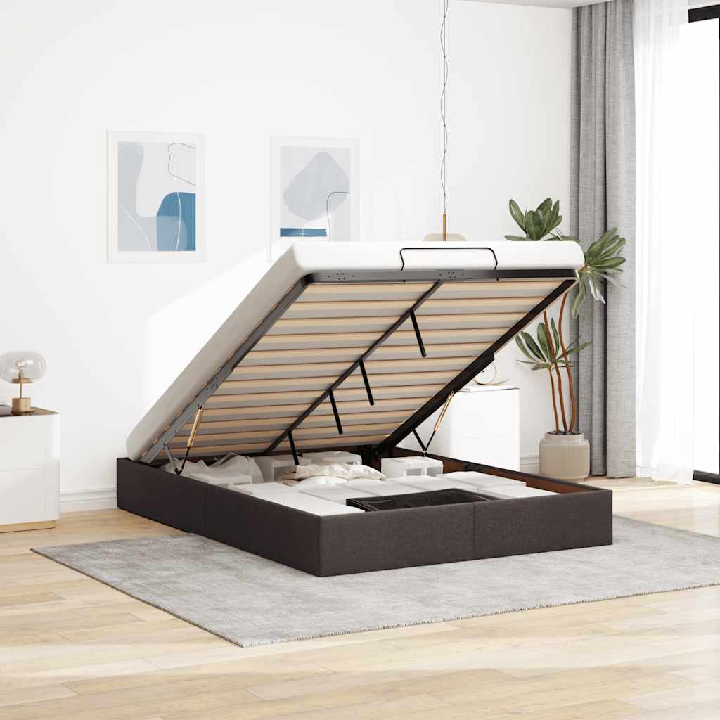 JUNG Vida Ottoman-Bett ohne Matratze Dunkelbraun 140x200 cm Stoff