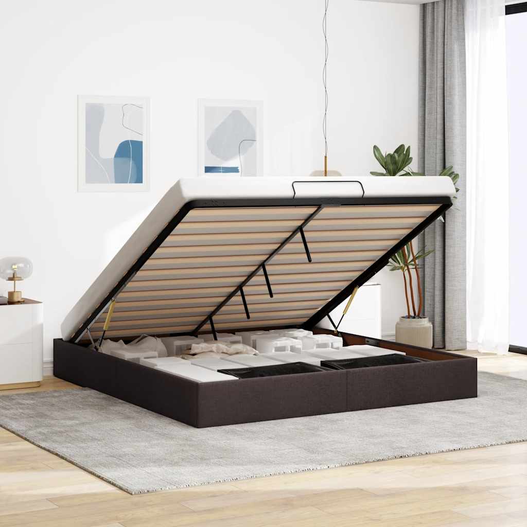 JUNG Vida Ottoman-Bett ohne Matratze Dunkelbraun 160x200 cm Stoff