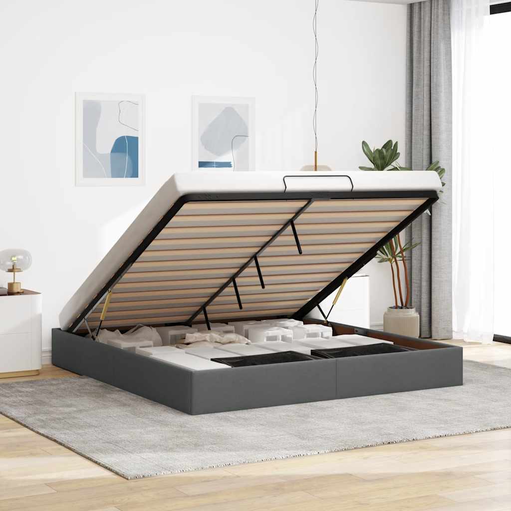 JUNG Vida Ottoman-Bett ohne Matratze Dunkelgrau 180x200 cm Stoff