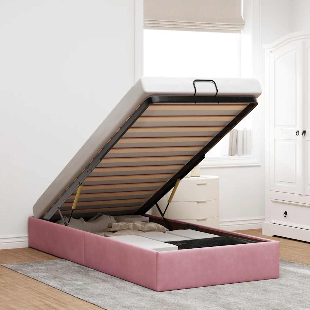 JUNG Vida Ottoman-Bett ohne Matratze Rosa 90x200 cm Samt