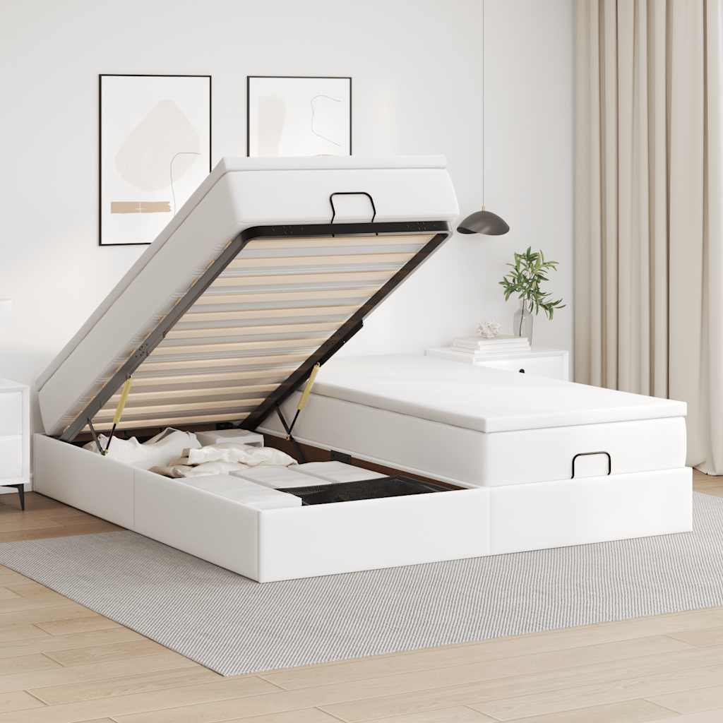 JUNG Vida Ottoman-Bett mit Matratzen Weiß 160x200 cm Kunstleder