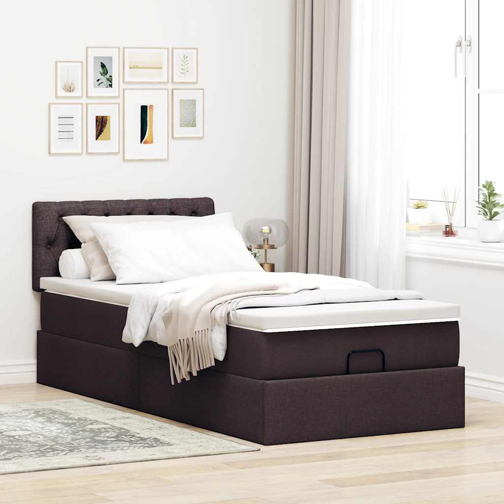 JUNG Vida Ottoman-Bett mit Matratze Dunkelbraun 90x200 cm Stoff