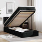 JUNG Vida Ottoman-Bett mit Matratzen & LEDs Schwarz 90x200 cm Kunstleder
