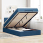 JUNG Vida Ottomane Bett mit Matratze & LEDs Blau 120x190 cm Stoff
