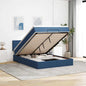 JUNG Vida Ottomane Bett mit Matratze & LEDs Blau 140x190 cm Stoff