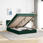 JUNG Vida Ottoman-Bett mit Matratze & LEDs Dunkelgrün 140x190 cm Samt
