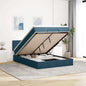 JUNG Vida Ottoman-Bett mit Matratze & LEDs Dunkelblau 140x200 cm Samt