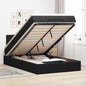 JUNG Vida Ottoman-Bett mit Matratze & LEDs Schwarz 120x200 cm Samt