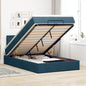 JUNG Vida Ottoman-Bett mit Matratze & LEDs Dunkelblau 120x200 cm Samt