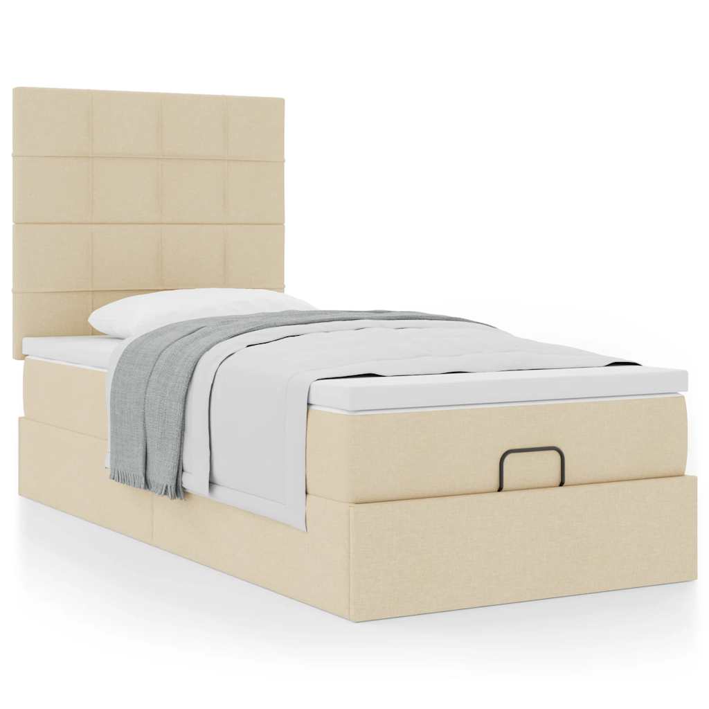 JUNG Vida Ottoman-Bett mit Matratze Creme 100x200 cm Stoff