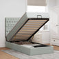 JUNG Vida Ottoman-Bett mit Matratzen Hellgrau 90x190 cm Samt