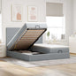 JUNG Vida Ottoman-Bett mit Matratzen Hellgrau 180x200 cm Stoff