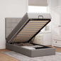 JUNG Vida Ottomane Bett mit Matratze & LEDs Taupe 90x200 cm Stoff