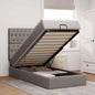 JUNG Vida Ottomane Bett mit Matratze & LEDs Taupe 90x200 cm Stoff