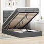 JUNG Vida Ottoman-Bett mit Matratze & LEDs Dunkelgrau 120x190 cm Stoff
