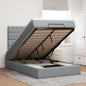 JUNG Vida Ottoman-Bett mit Matratze & LEDs Hellgrau 120x200 cm Stoff