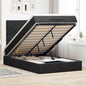 JUNG Vida Ottoman-Bett mit Matratzen & LEDs Schwarz 120x200 cm Samt
