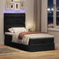 JUNG Vida Ottoman-Bett mit Matratzen & LEDs Schwarz 100x200 cm Samt