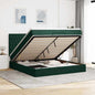 JUNG Vida Ottoman-Bett mit Matratzen & LEDs Dunkelgrün 200x200 cm Samt